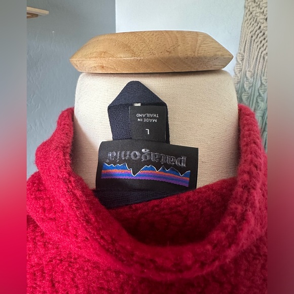 Patagonia women’s woolyester quarter-zip fleece pullover red/navy size L NWOT - Picture 6 of 6